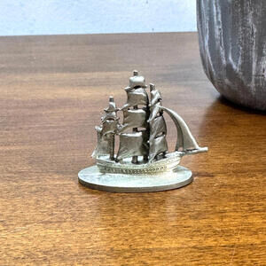 Vintage Spoontiques Pewter Sailboat Ship Figurine 1.5" High Miniature 1981 #711